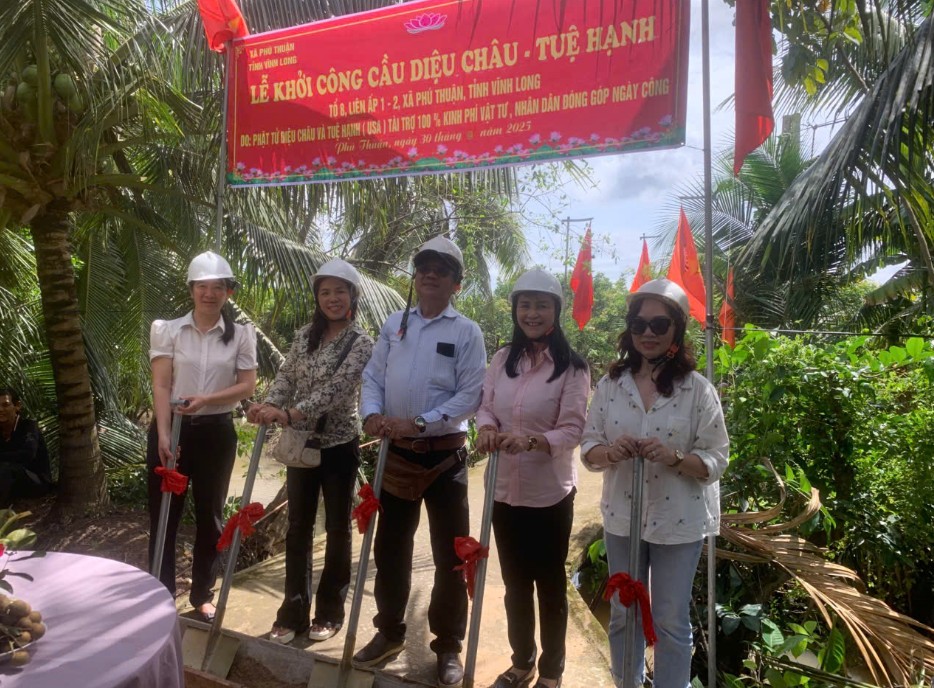 Khởi công xây dựng cầu Diệu Châu - Tuệ Hạnh nối liền ấp 1 và ấp 2 của xã Phú Thuận